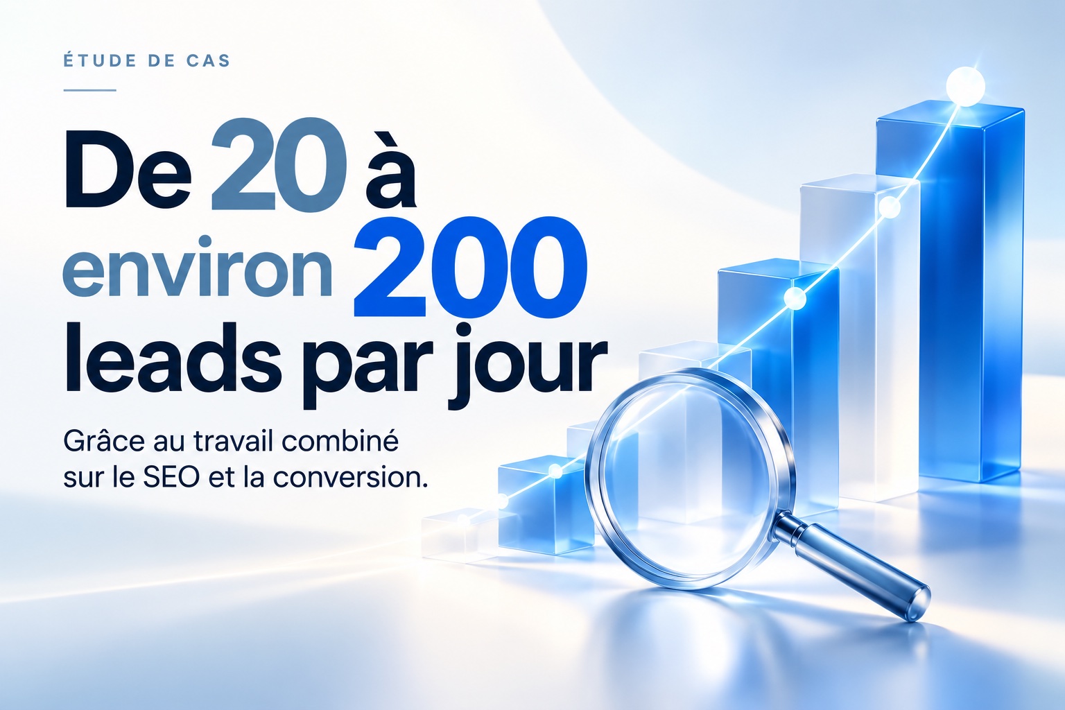 De 20 à environ 200 leads par jour, grâce au travail combiné sur le SEO et la conversion.